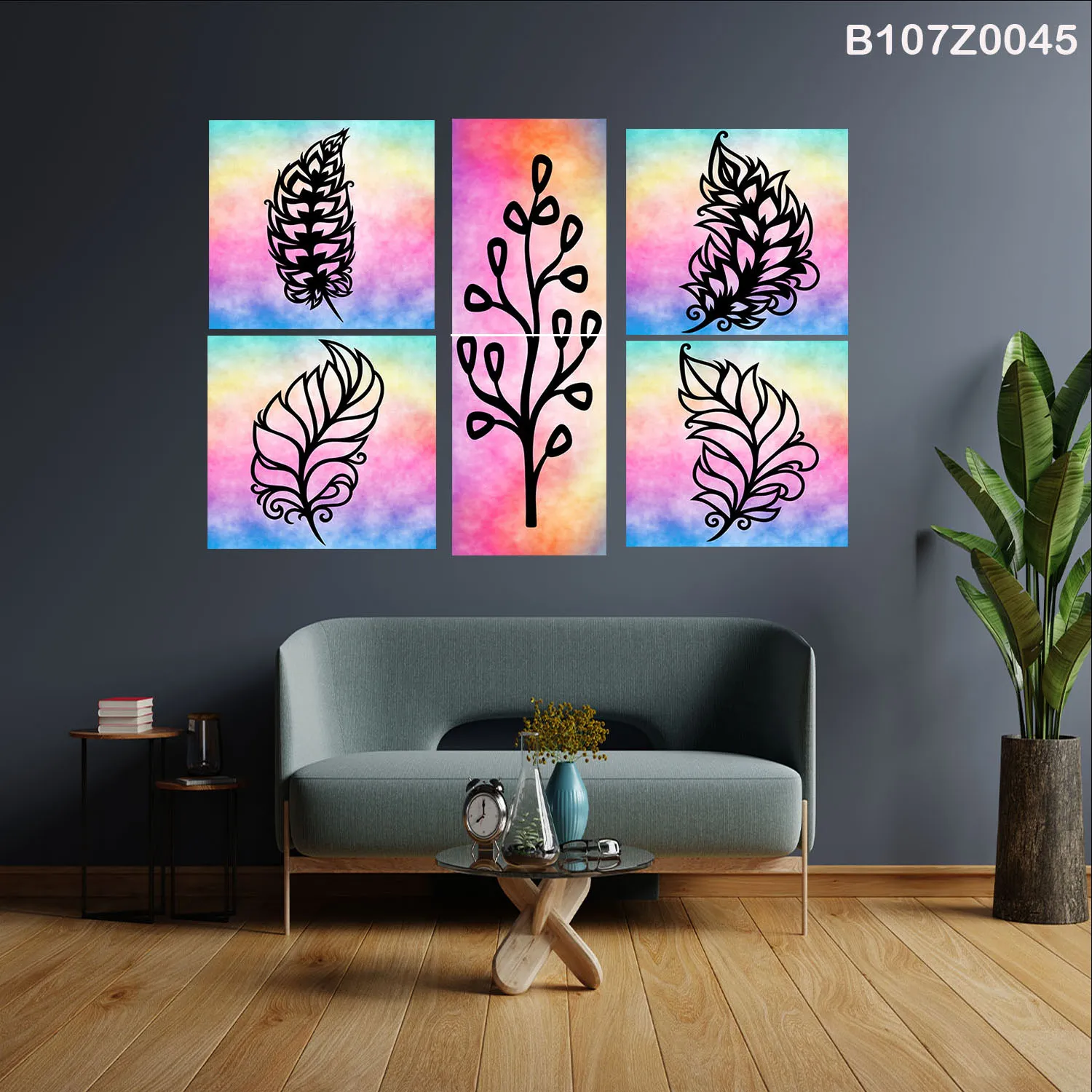 Six Piece Painting , 4 Squares with 2 Rectangles