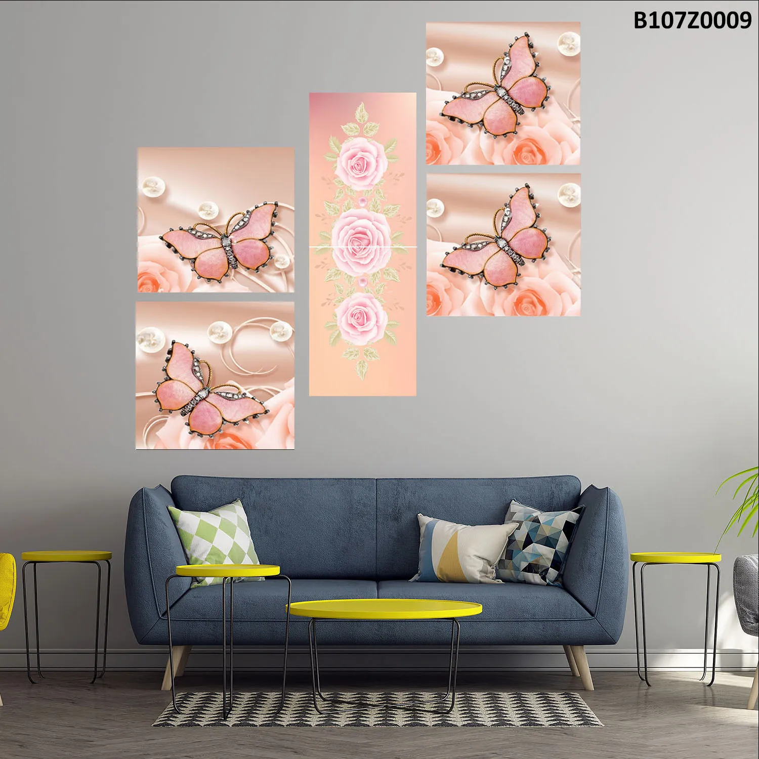 Six Piece Painting , 4 Squares with 2 Rectangles