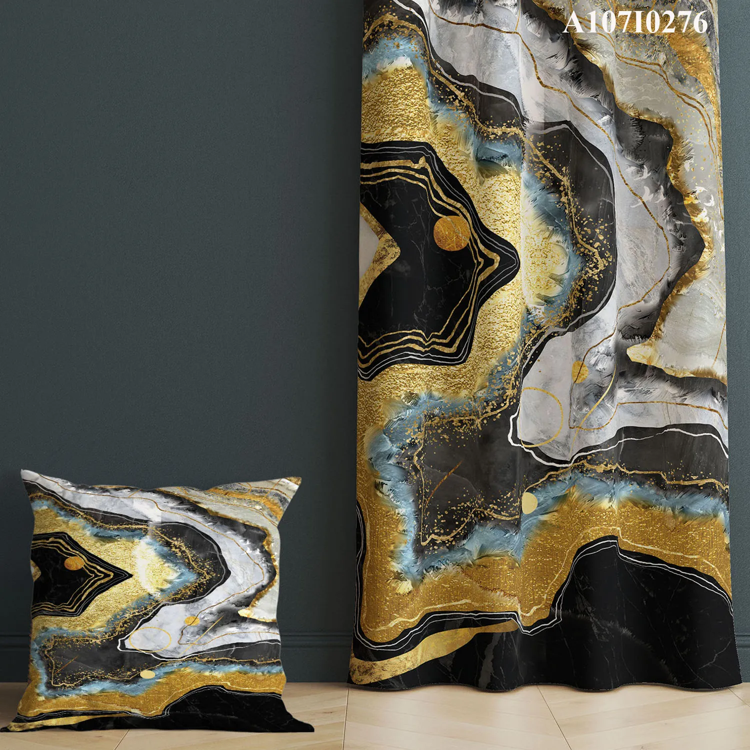 One Side Curtain with Pillow Cover Set, Single Curtain with Cushion Case