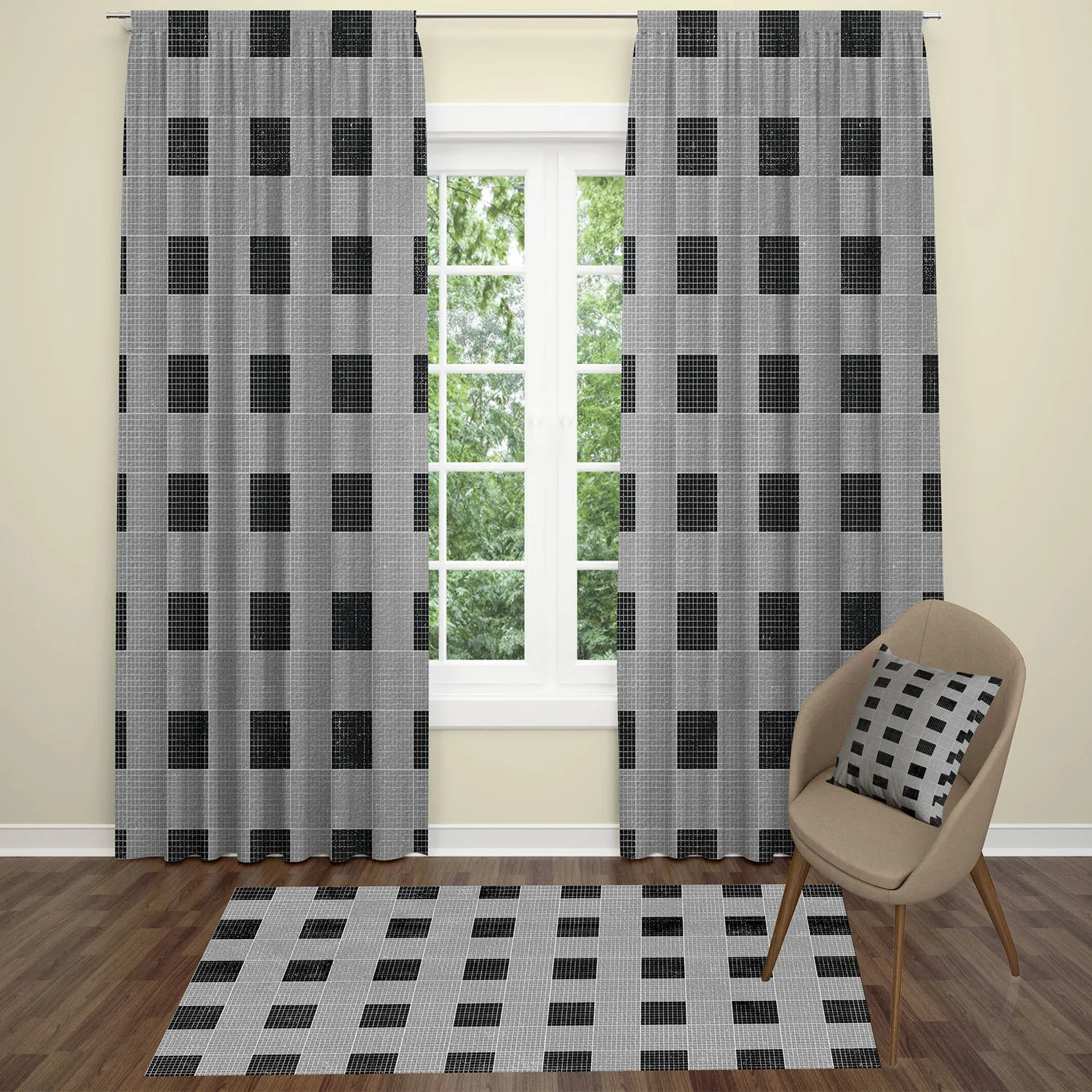 Curtain with Carpet and Pillow Cover Set