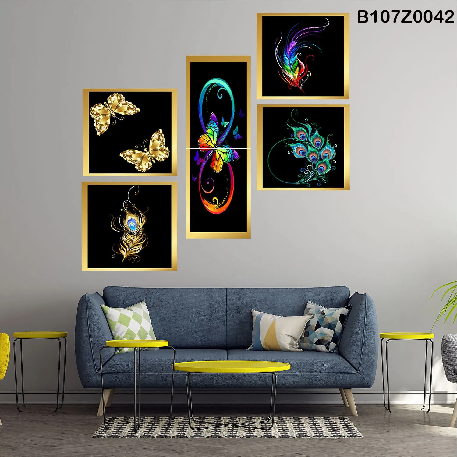 Six Piece Painting , 4 Squares with 2 Rectangles