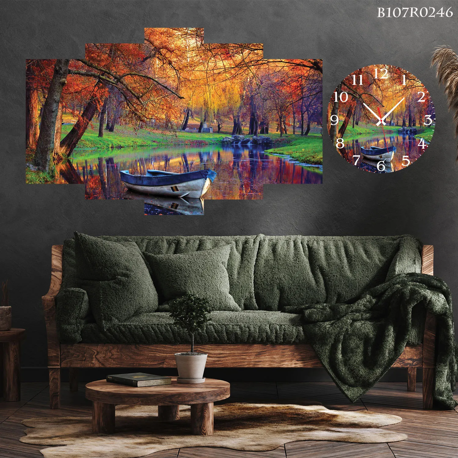 Five-Piece Panel , Graded Painting , A Wall Clock