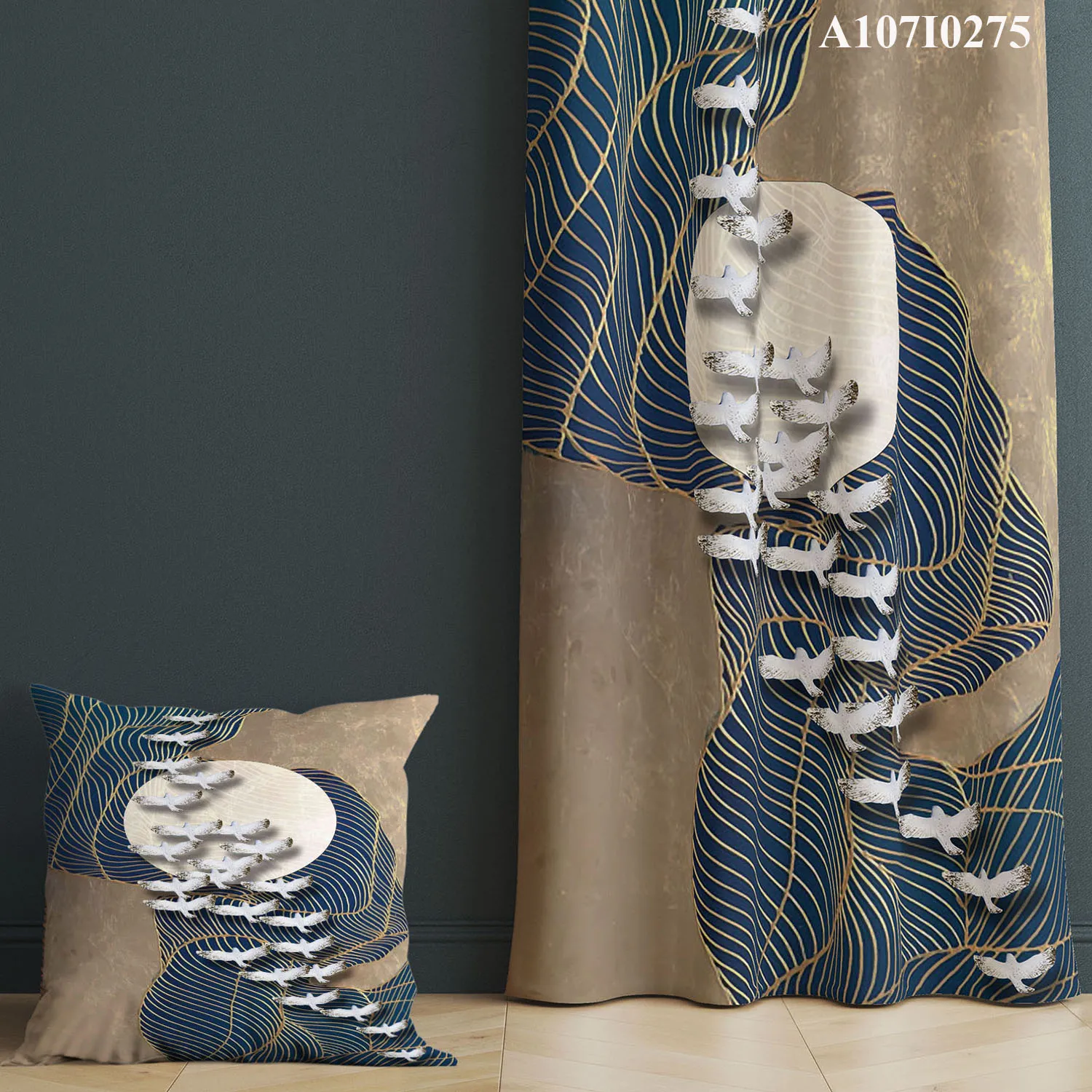 One Side Curtain with Pillow Cover Set, Single Curtain with Cushion Case