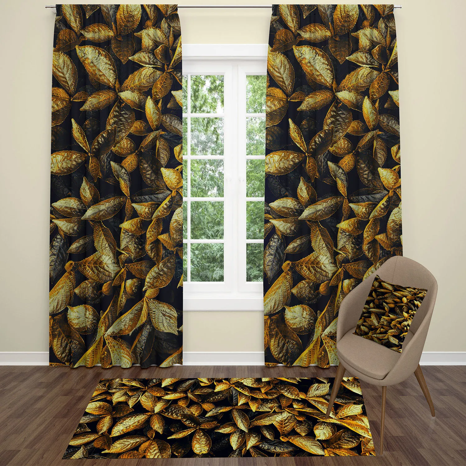 Curtain with Carpet and Pillow Cover Set