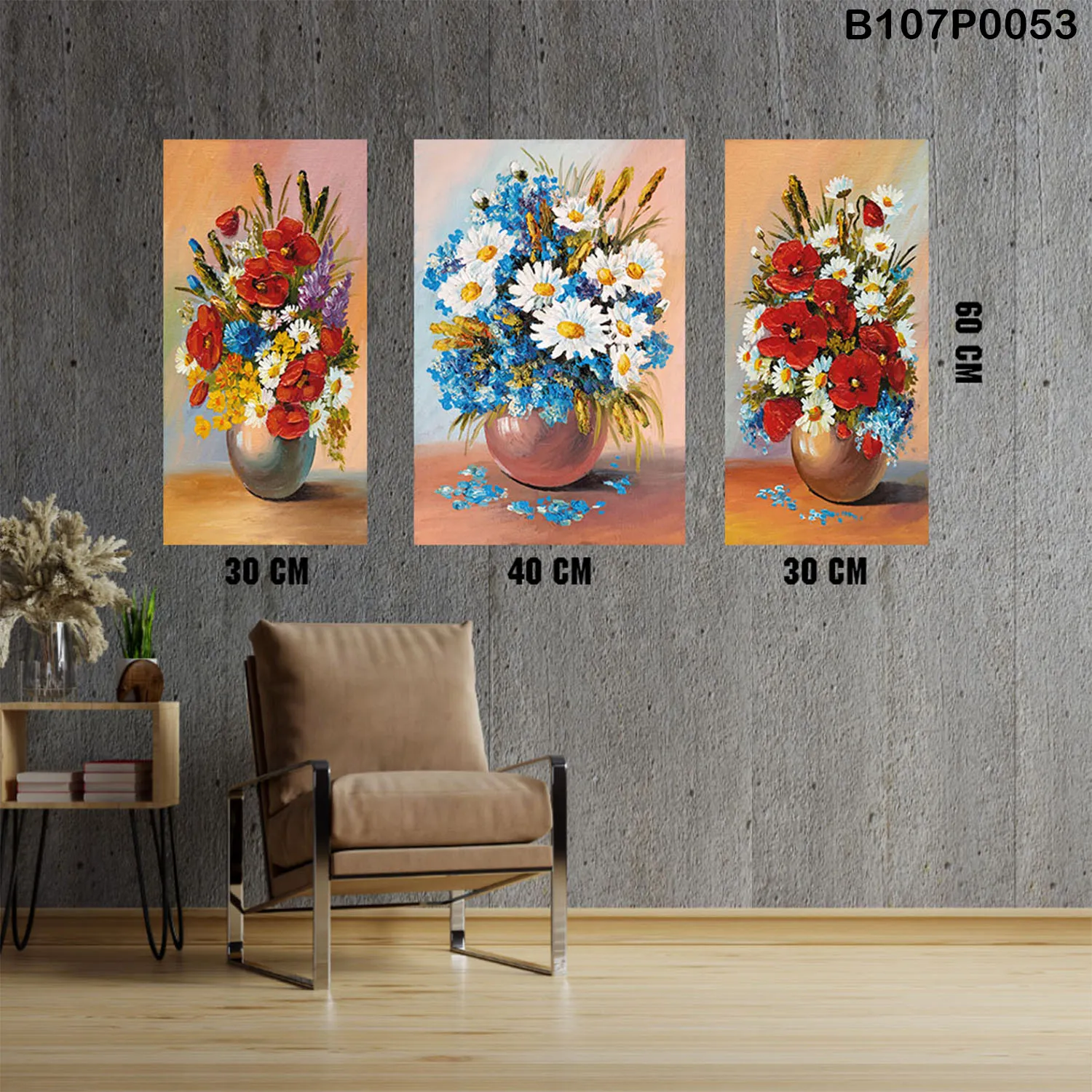 Triple Painting , 3 Pieces , Wall Decor