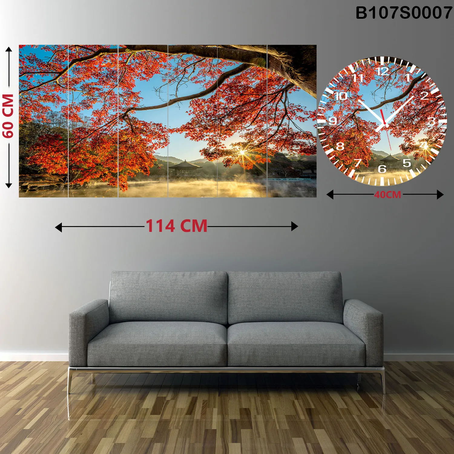 Six Piece Painting with Clock