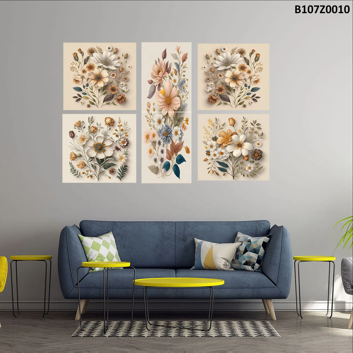 Six Piece Painting , 4 Squares with 2 Rectangles