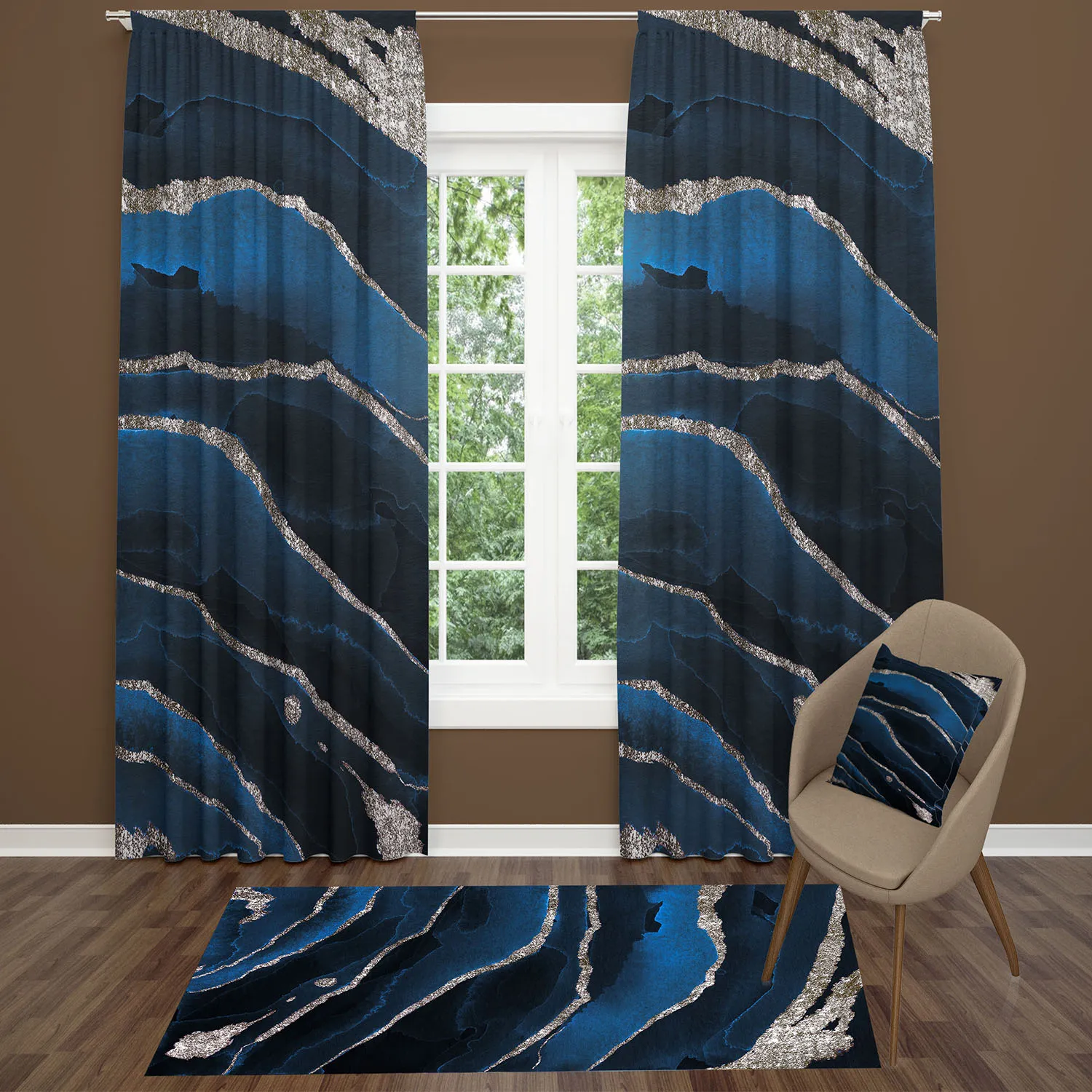 Curtain with Carpet and Pillow Cover Set